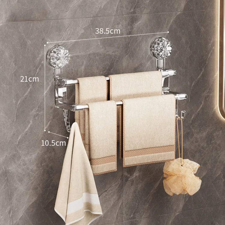 DryHold™ – Dubbele Vacuüm Handdoekenrek met Zuignap