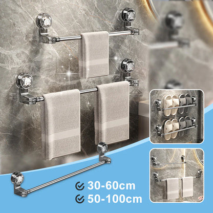 DryHold™ – Dubbele Vacuüm Handdoekenrek met Zuignap