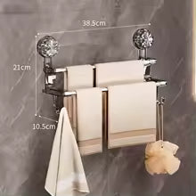 DryHold™ – Dubbele Vacuüm Handdoekenrek met Zuignap